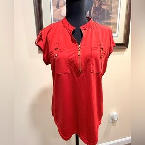 Stem & Vine Red Short Sleeve Blouse